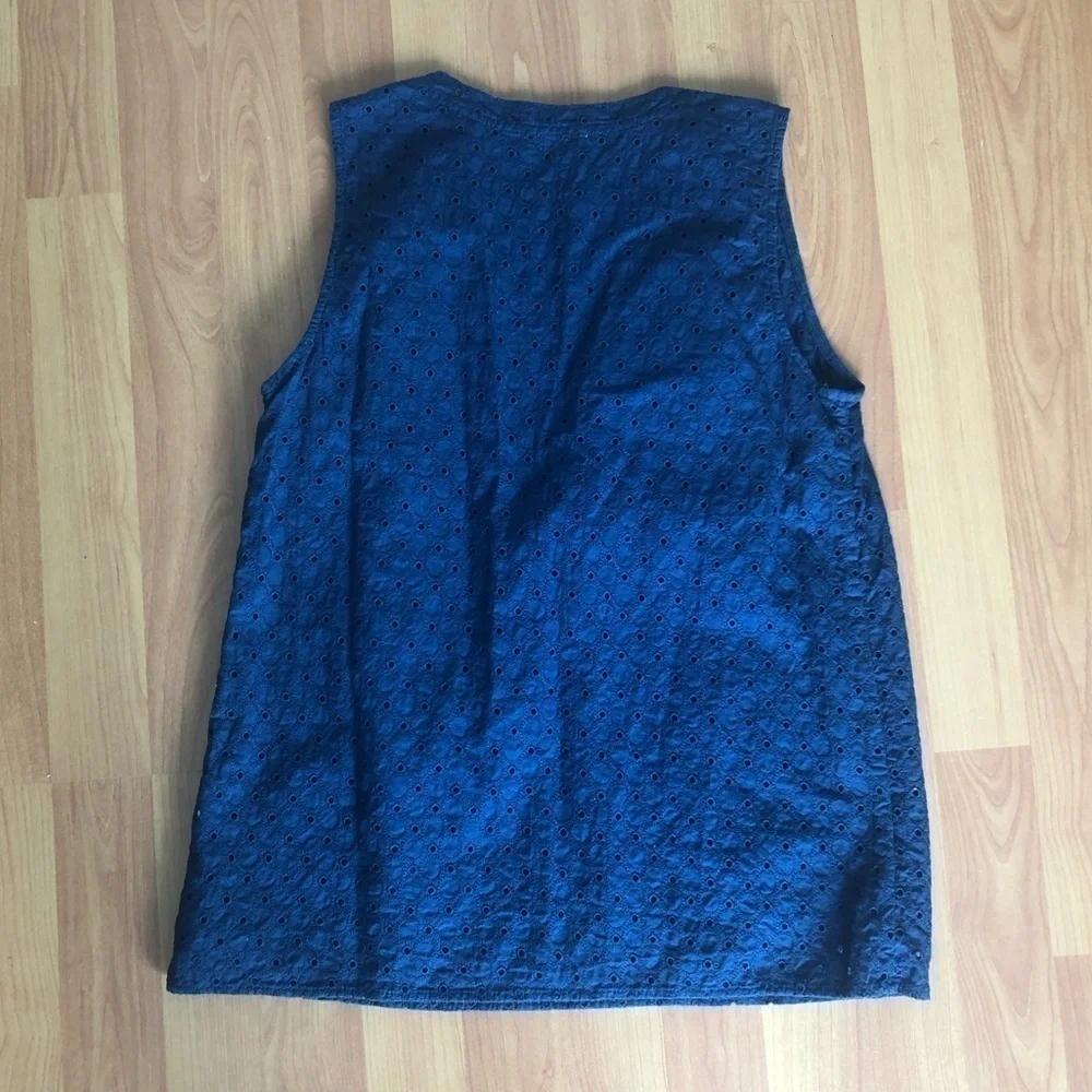 J. Crew Circles Eyelet Top on Navy Blue Top